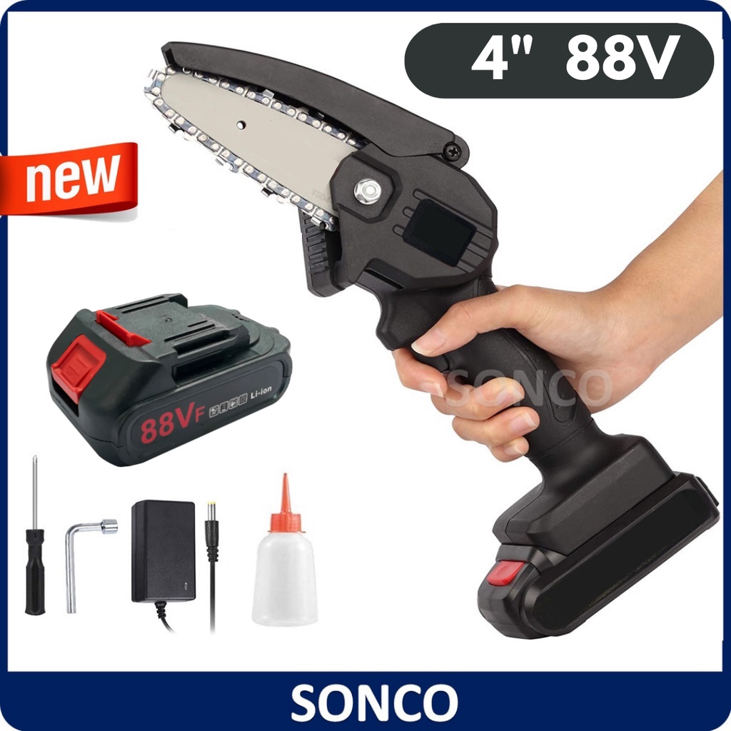 SONCO 88V Electric Cordless Chainsaw Mini Portable Pemotong Chain Saw