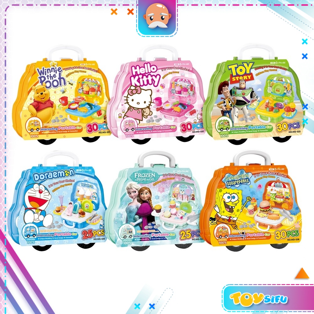 Cartoon Bus Suitcase With Wheel Cooking Food Ice Cream Fast Food Kitchen  Pretend Play Set | Shopee Malaysia