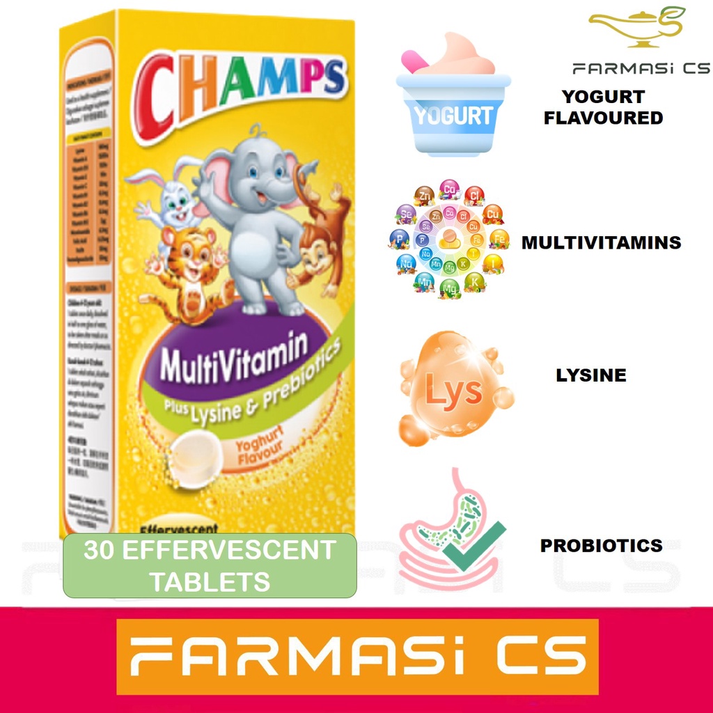 Champs Multivitamin Plus Lysine & Prebiotics Yoghurt Flavour 30