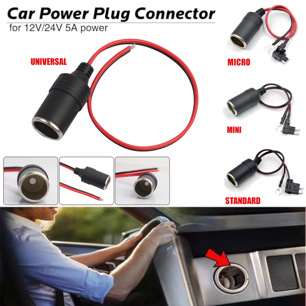 Car Universal Auto Lighter DVR Socket Plug Lighter Socket Auto Connector Fuse Holder Socket mini