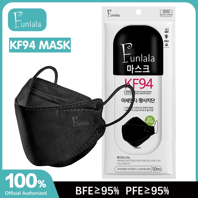 (LOCAL STOCK)KF94 face mask Korean 100 Pieces KF94 Disposable Breathable and Dustproof Protective WHITE BLACK