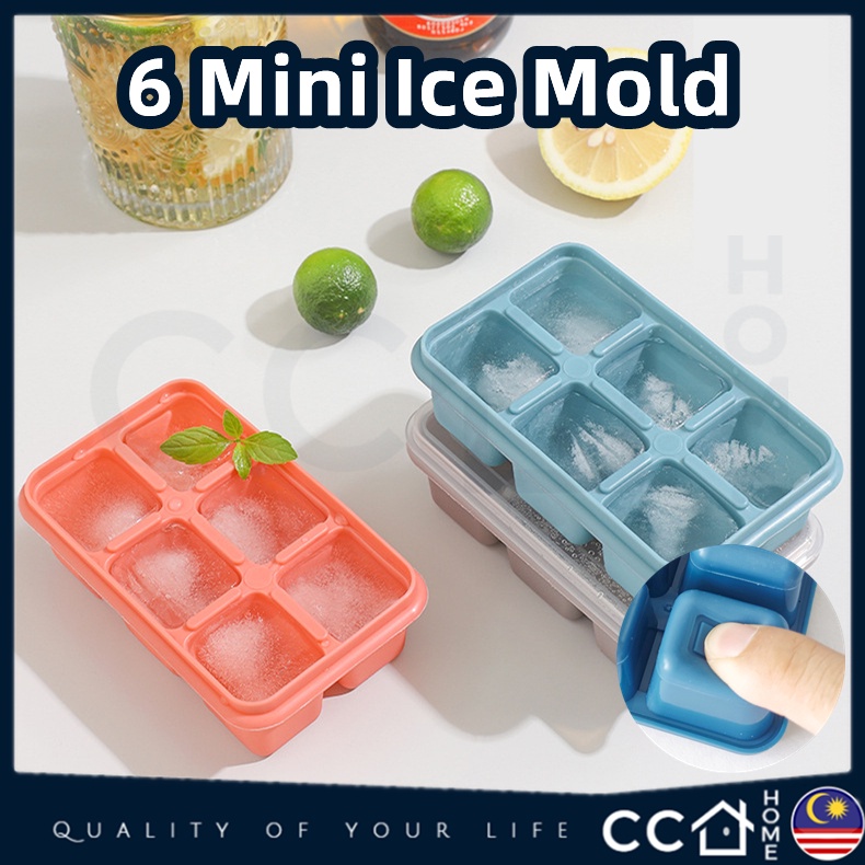 3PCS Mini 6 HOLES SILICONE ICE MOLD TRAY With Cover BABY FOOD Maker Mold Tray Containers Pembuat Ais Batu 冰格 结冰盒 打冰块 75-