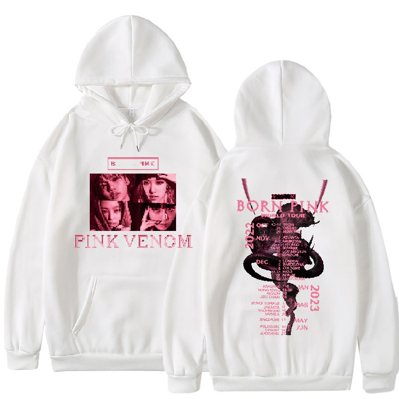 Kpop BLACKPINK Concert BORN PINK Kim Jisoo LISA Rosé Jennie Pink Venom Men/Women Purple Hoodie Design Aid Clothing Same Sweatshirt Unisex Streetwear Jacket Born Pink