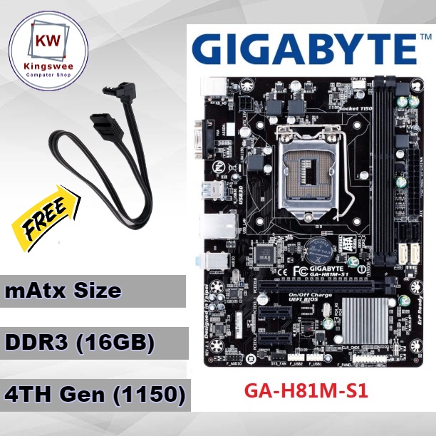 Gigabyte H81M Motherboard Socket 1150 4th Gen Mobo DDR3 FREE Sata
