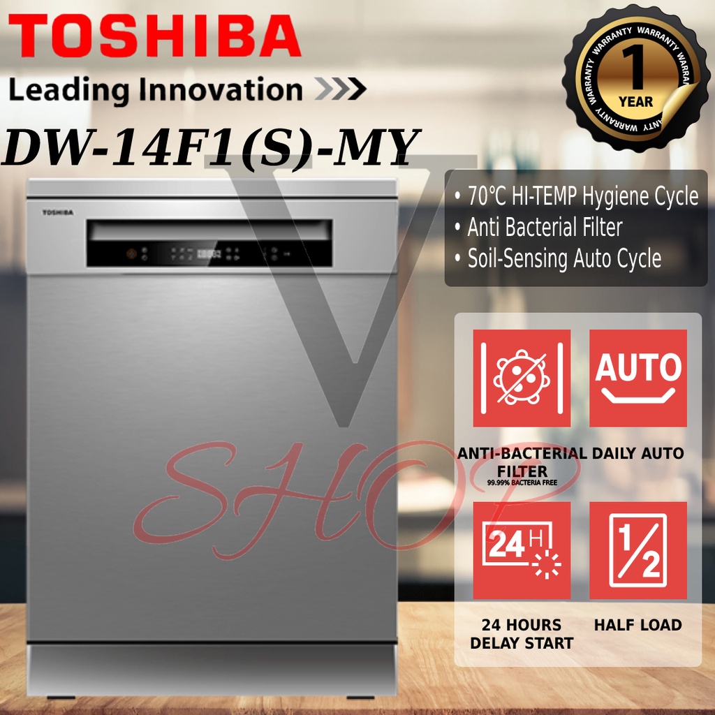 Toshiba Dishwasher Machine Table Top 8 Place Settings DW-08T1(S)-MY // Freestanding 14 Places Settings DW-14F1(S)-MY