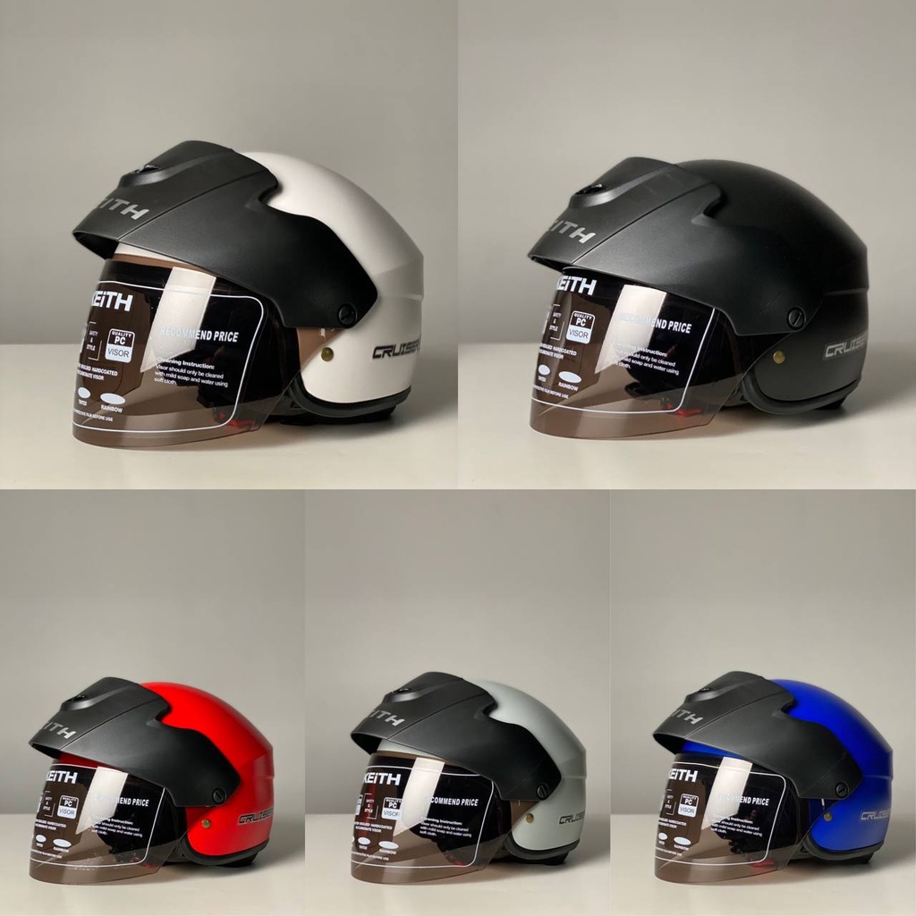 Keith KH Cruiser V3.0 New Model Helmet FREE SMOKE VISOR SGV Visorex ...