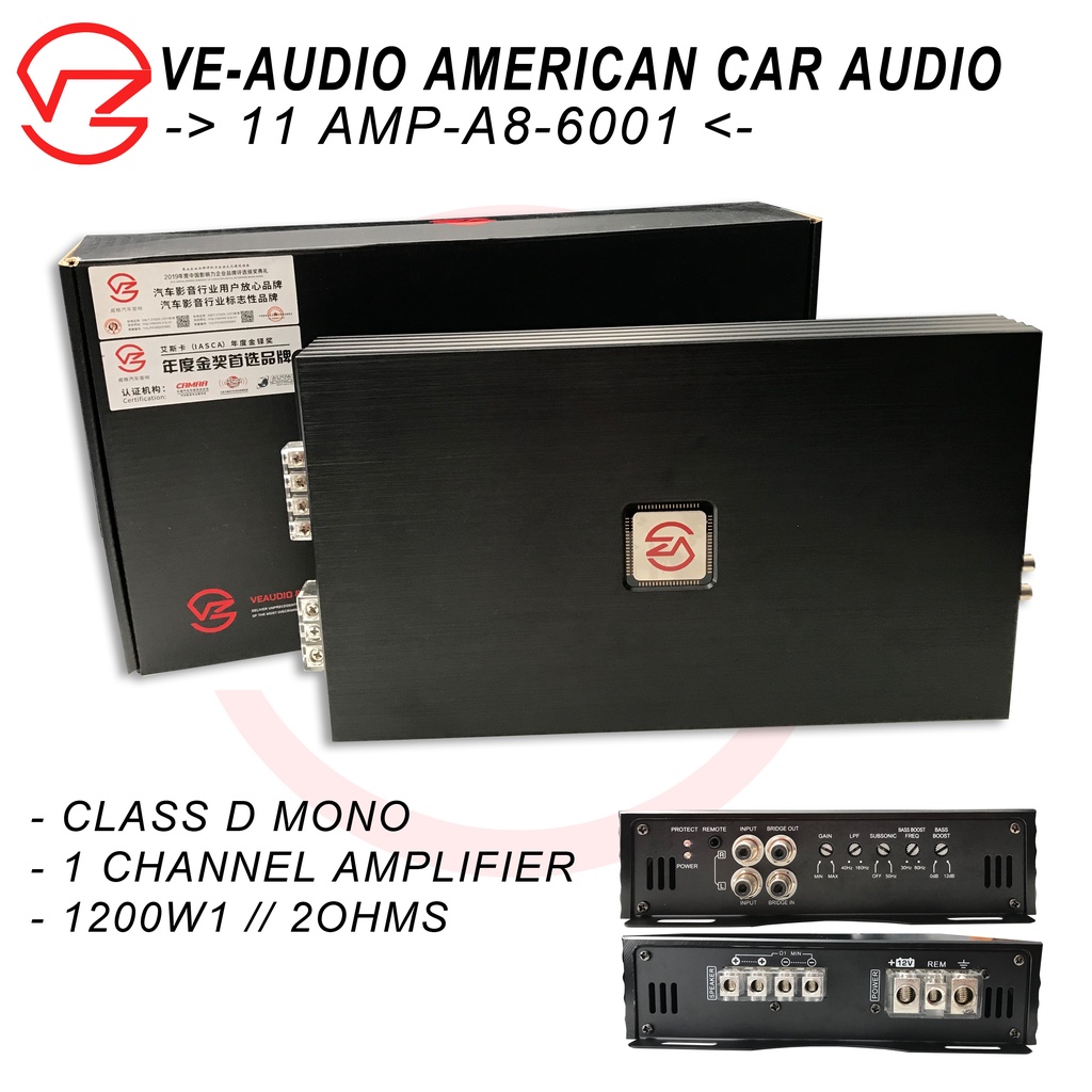 11 Amp A8 6001 Veaudio American Class D Mono 1 Channel Amplifier