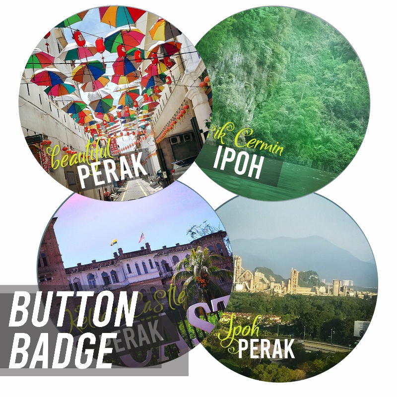 Button Badge Ipoh Perak Mill Tasik Cermin Souvenir Gift 50 mm