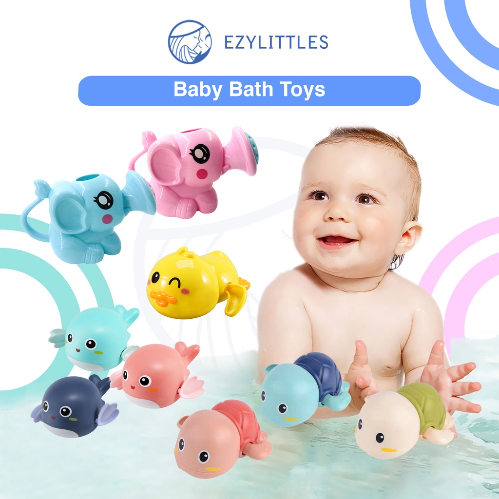 EZYLITTLES Baby Bath Toy Turtle Yellow Duck Toddler Wind-up Bath Toy Bathtub Toys For Toddlers Floating Toys