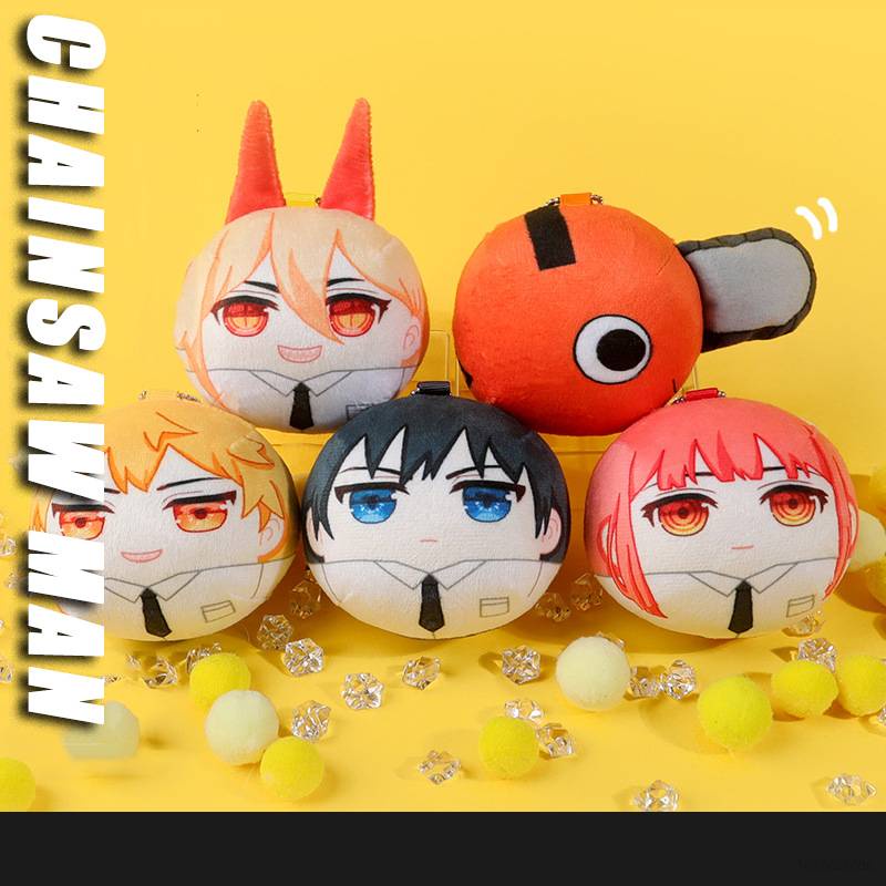 Chainsaw Man Keychain Anime Plush Toys Doll Keyring Bag Pendant Makima Power Pochita Denji Gifts