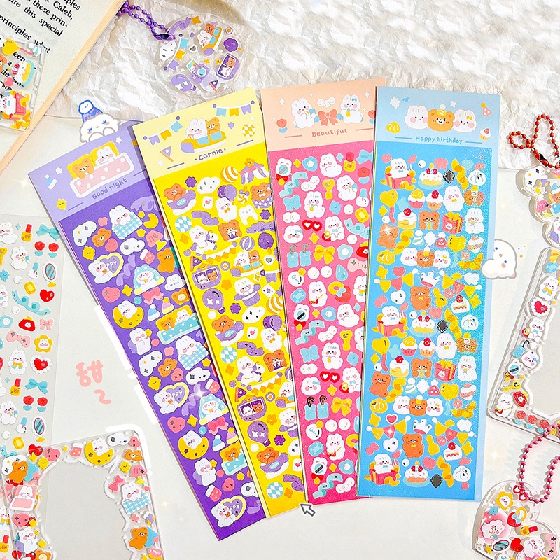 Cute Cartoon Pet Series Glittering Stickers Student Diary Deco DIY ...