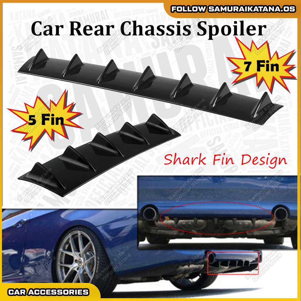 Universal Rear Bumper Chassis Spoiler Shark Fin Deflector Black ABS