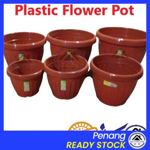 Wecareyou20 6"-11" Round Plastic Flower Pot Pasu Bunga Hiasan Indoor
