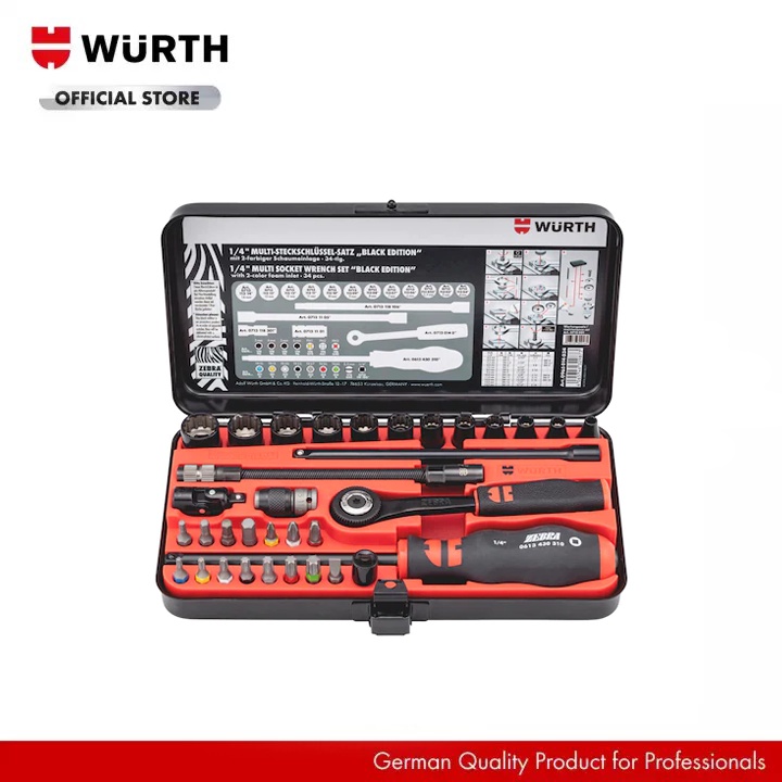 Wurth 1/4 Inch MultiSocket Wrench Set, Black Edition Shopee Malaysia