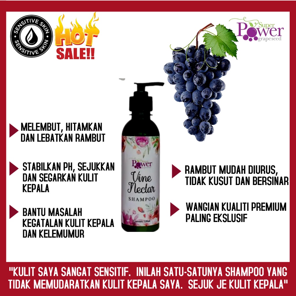 SHAMPOO VINE NECTAR MELEBATKAN, MENGHITAMKAN DAN MENGHILANG BAU KEPAM RAMBUT ANDA