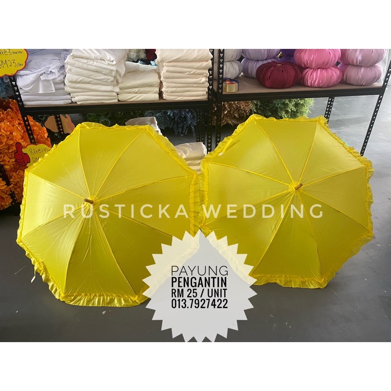 Payung Lace Pengantin Wedding Umbrella Large Size Yellow Umbrella Payung Berarak