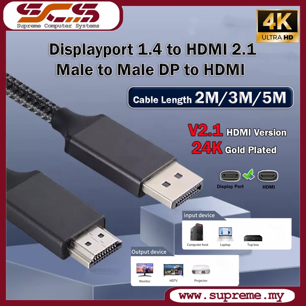 3m 1.8m Displayport Display Port DP to HDMI Cable Male to Male Full HD 4k  1080p