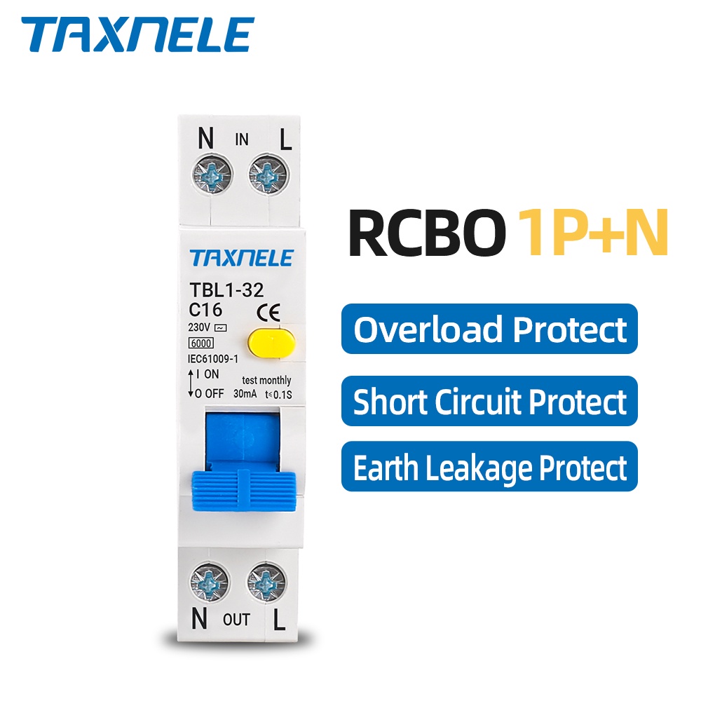 18MM Mini 230V 50/60Hz RCBO 1P+N 6KA Residual Current Differential Automatic Circuit Breaker Over Current Leakage Protection