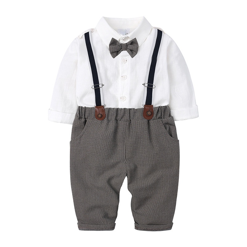 Baby Clothes for Boys 1 Year Old Cotton Long Sleeve Shirt Bowtie