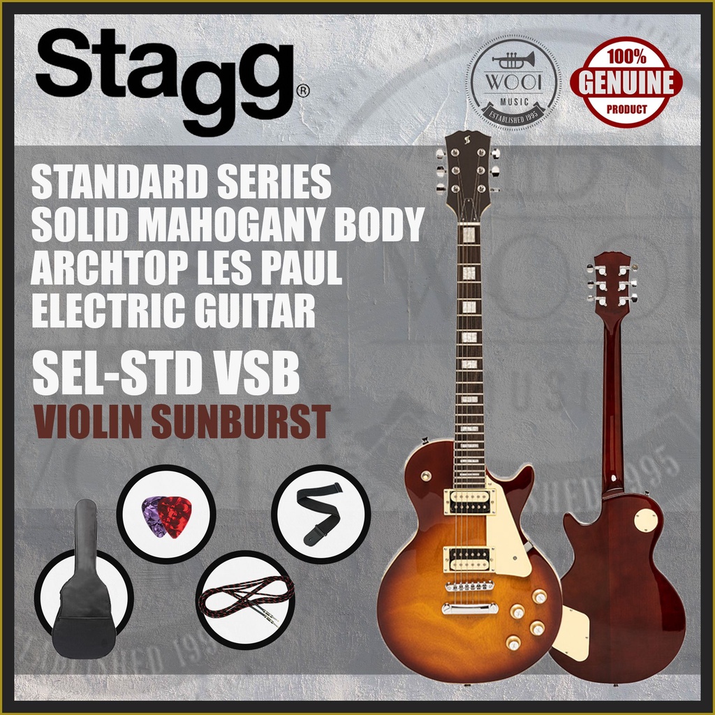 Stagg SEL-STD VSB Standard Series Solid Mahogany Body Archtop Les Paul ...