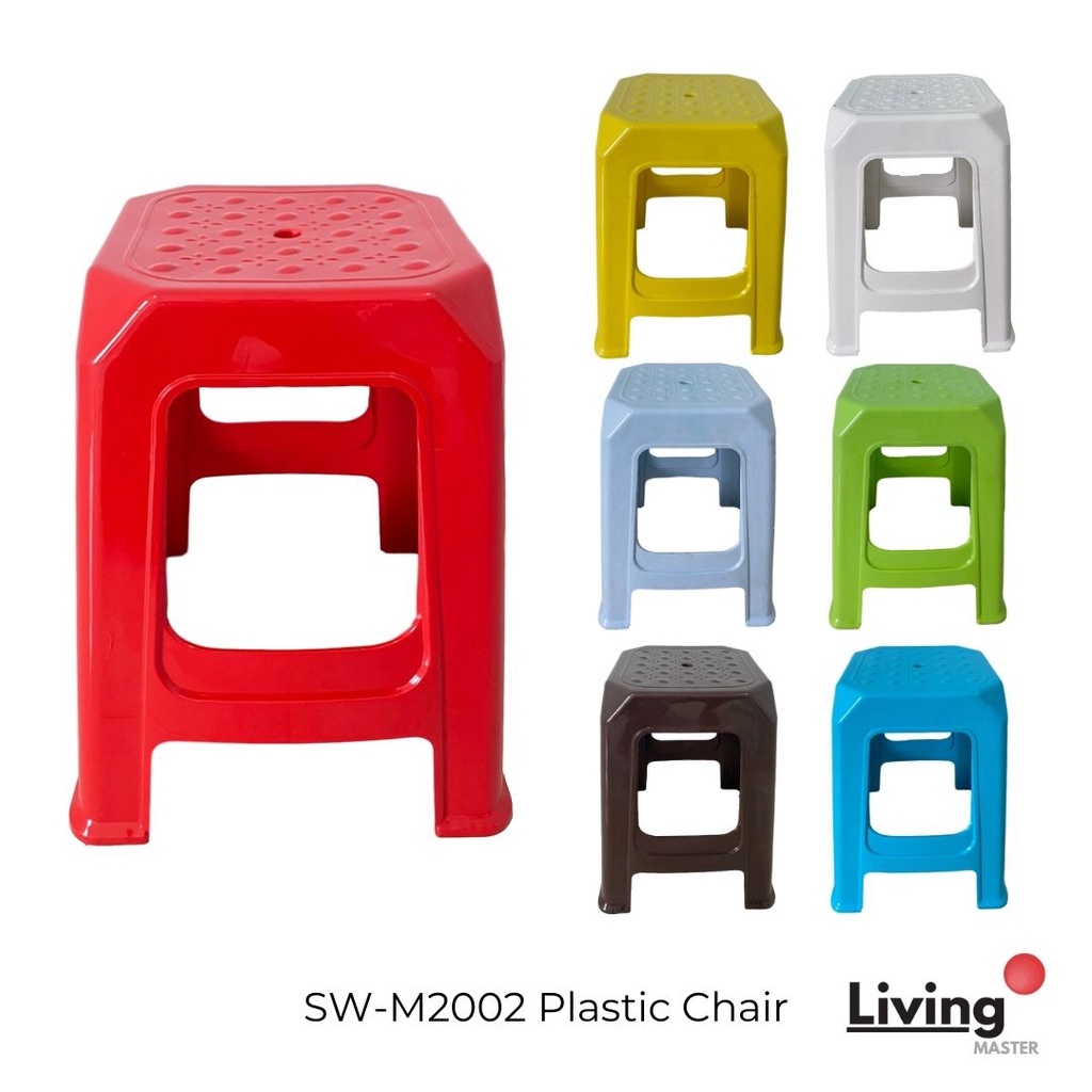 Buatan Malaysia, Ready Stock M2002 1 Year Warranty High Quality Square Plastic Stool, Plastik Stool 39 L x 39 W x 47 H