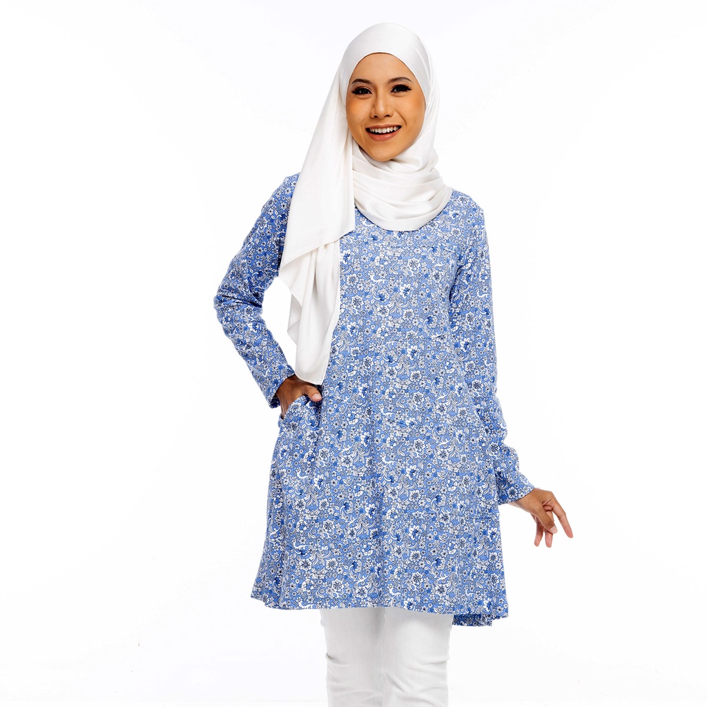 AQEELA Muslimah ZigZag Tshirt - Blue (aq998a)