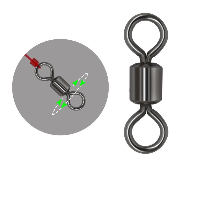 100pcs Fishing Rolling Swivel Barrel 8 Heavy Jigging Stainless Steel