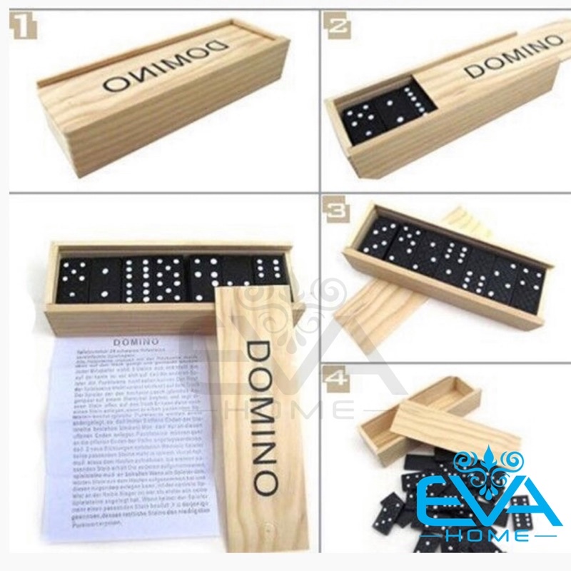 Quality Durable Black Plastic Domino Chess Toy Set Luxurious Wooden Box Multi - Image 4