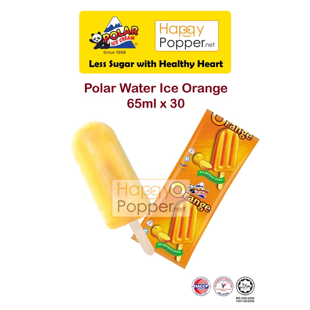 Happypopper Polar Ice Cream Water Ice Orange Ice Cream 65ml x 30 pcs
