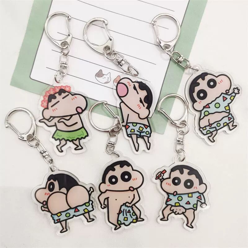 Cute Cartoon Keychain Crayon Sinchan Acrylic Keychain Souvenir Japanese Cartoon Crayon Shin Chan Keychain Pendant