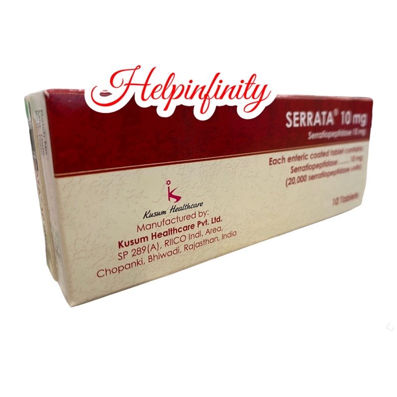 Serrata 10mg tabs 2X10s Serratiopeptidase 10mg Antiinflammatory Reduce