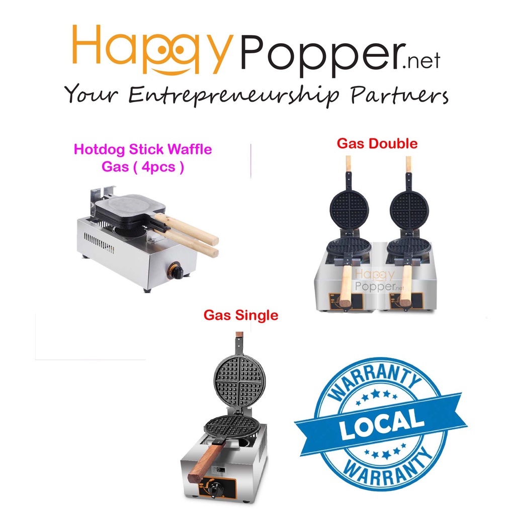 Happypopper Commercial ( Gas ) Mesin Wafer Stick Sausage Hotdog Waffle Maker Machine Single Double Heavy Duty