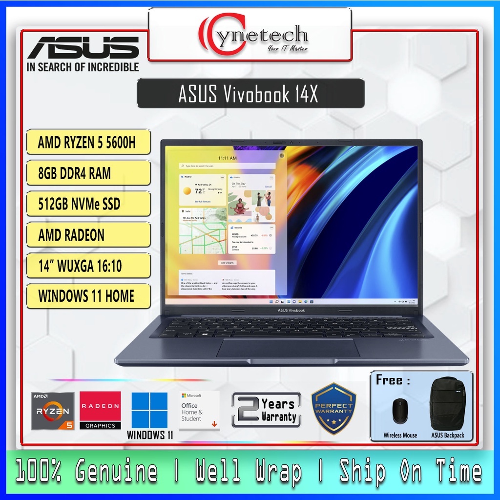 [NEW] ASUS VIVOBOOK 14X M1403 [AMD RYZEN 5-5600H/8GB/512GB SSD/AMD ...