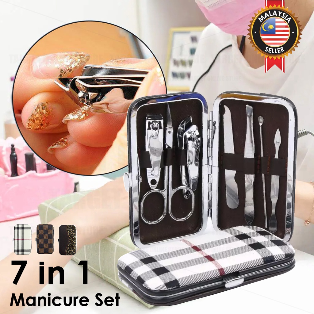 7in1 Nails Manicure & Pedicure Grooming Kit Nails Care Clipper Cuticle / Set Penjagaan Kuku