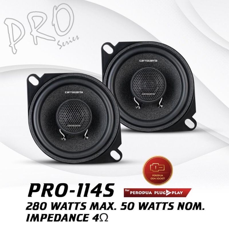 Carrozzeria Pro114S 4 inch 2 Way Coaxial Plug n Play Speaker*100