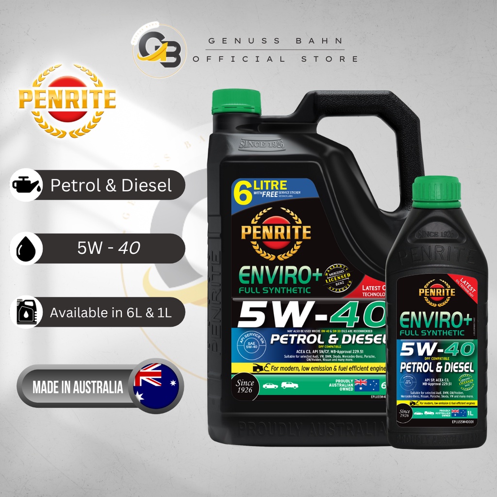 PENRITE ENVIRO+ Fully Synthetic 5W40 Dexos 2 Petrol & Diesel Engine Oil