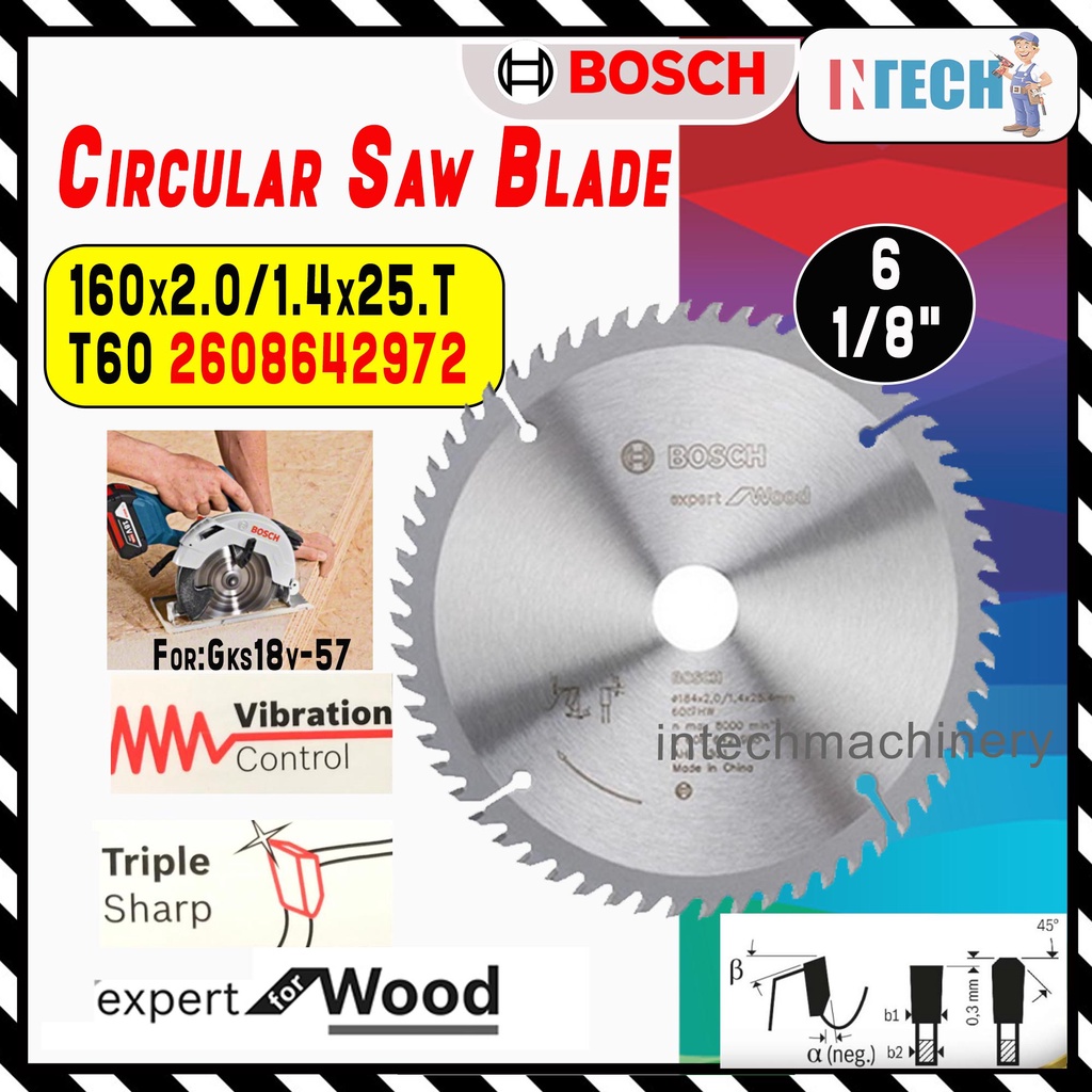 Bosch Expert for wood Circular Saw Blade 2608642972 ( 6 1/8" ) Shopee