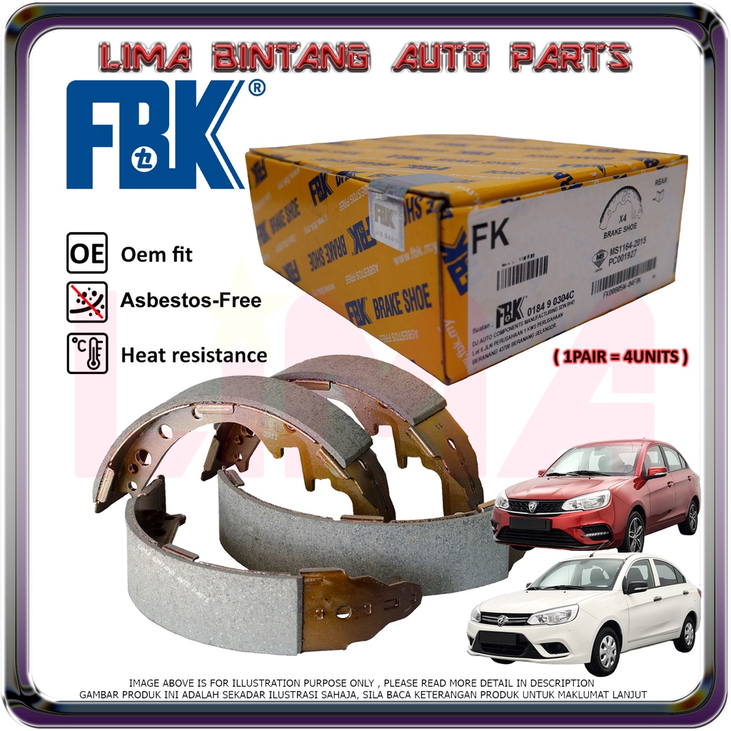 Proton Saga VVT Rear Brake Drum Shoe , Brake Lining Shoes FBK *Original