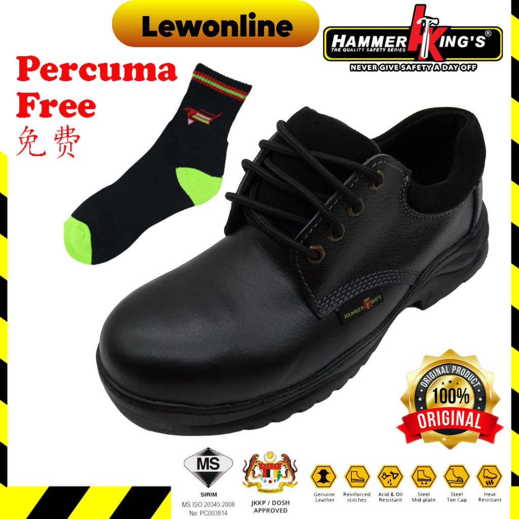 Original Hammer Kings Standard Safety Shoes Low Cut Laceup Steel Toe Cap Leather Working Shoes