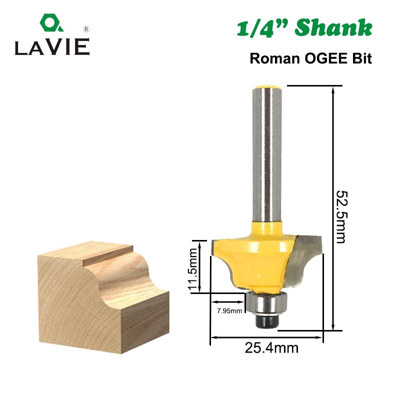 Purpose Durable Transform your woodworking 3-piece router bit set featuring 1/4" shank beading Roman Ogee double flute - Image 2