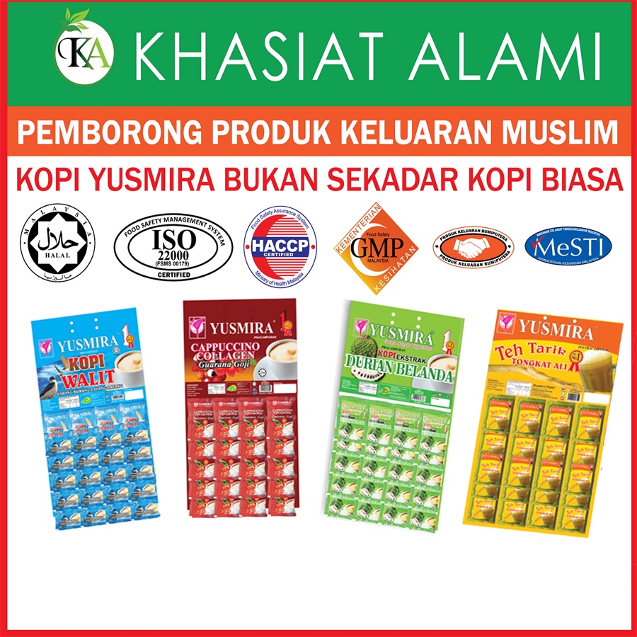(Borong) Kopi Papan Yusmira Walit, Cappucino Collagen, Durian Belanda, Teh Tarik Tongkat Ali