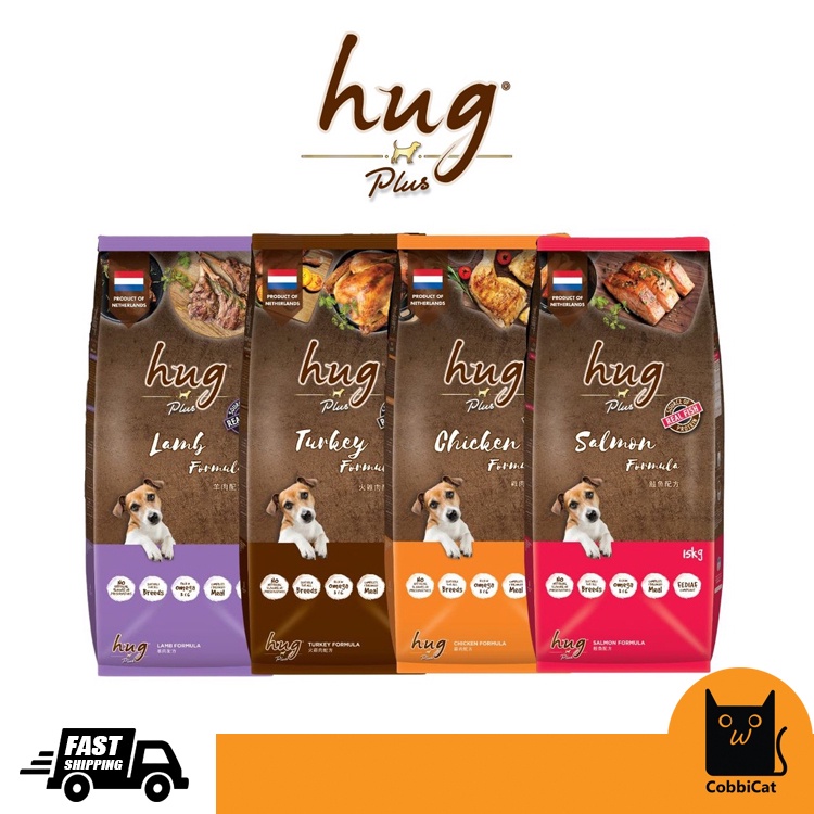 Hug Plus Dog Dry Food 15kgDog Food ( Chicken , Lamb , Salmon , Turkey