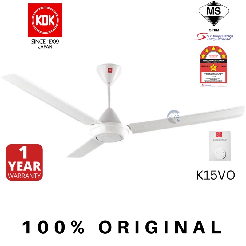 [100 ORIGINAL] KDK K15VO 3Blades Ceiling Fan KDKK15VO/WO (KIPAS