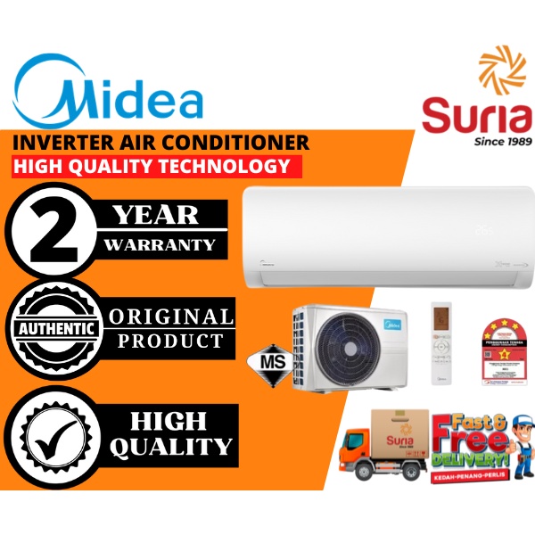 (Installation Penang,Kedah&Perlis)Midea 1HP/1.5HP R32 Inverter Air Conditioner MSGPB-10CRN8 MSNEB-10CRFN8 MSNEB-13CRFN8