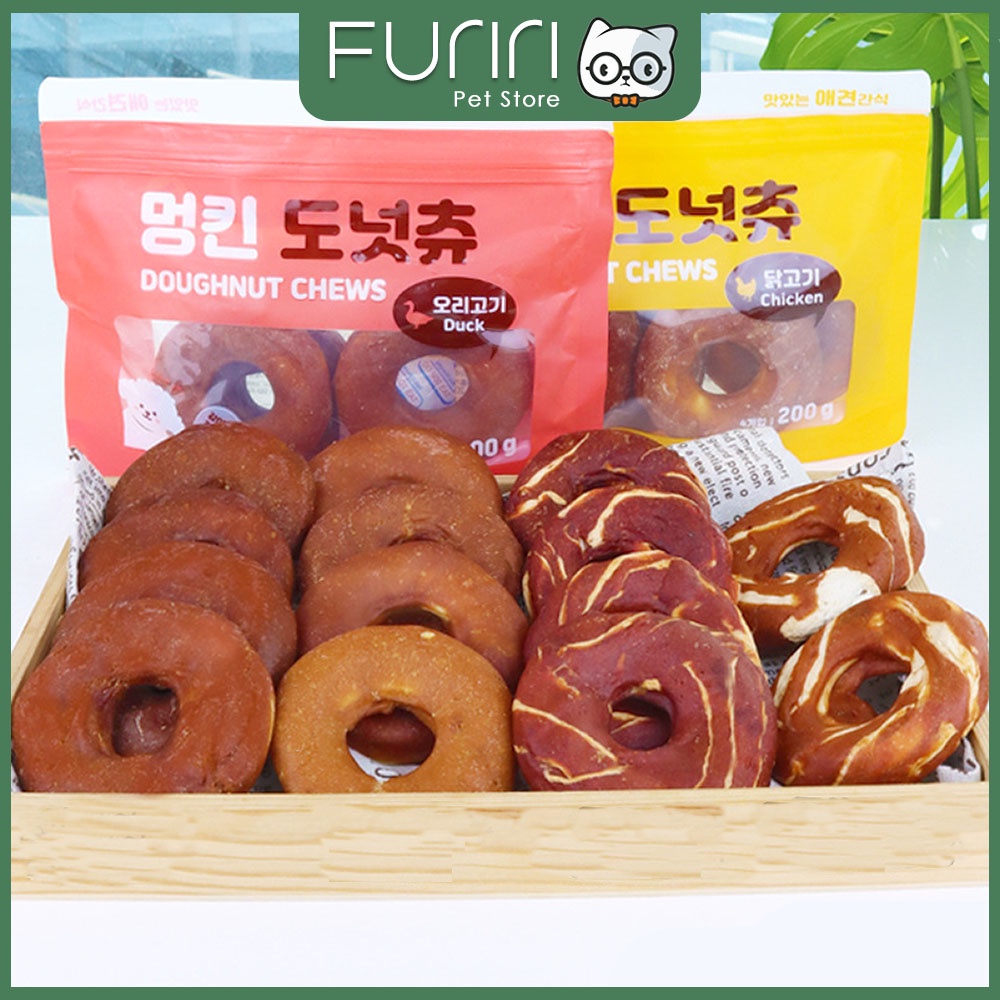 Furiri Multiple Flavors 150/200/300g Rawhide Donut Shape Dog Chewing Treats Training Snacks Teeth Cleaning Dog Food