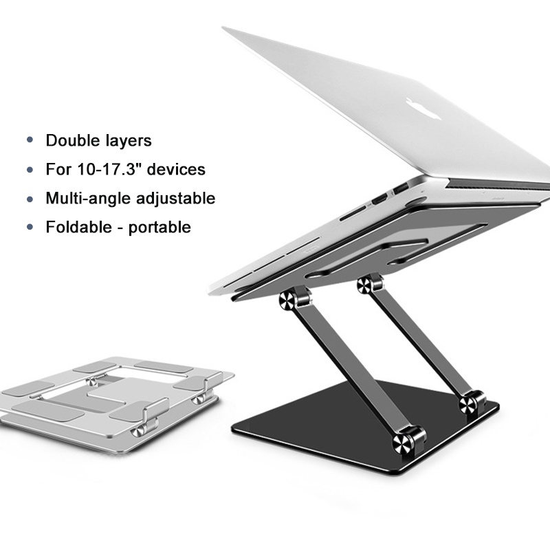 Double Layers Laptop Stand Adjustable with Cooling Fans Aluminum