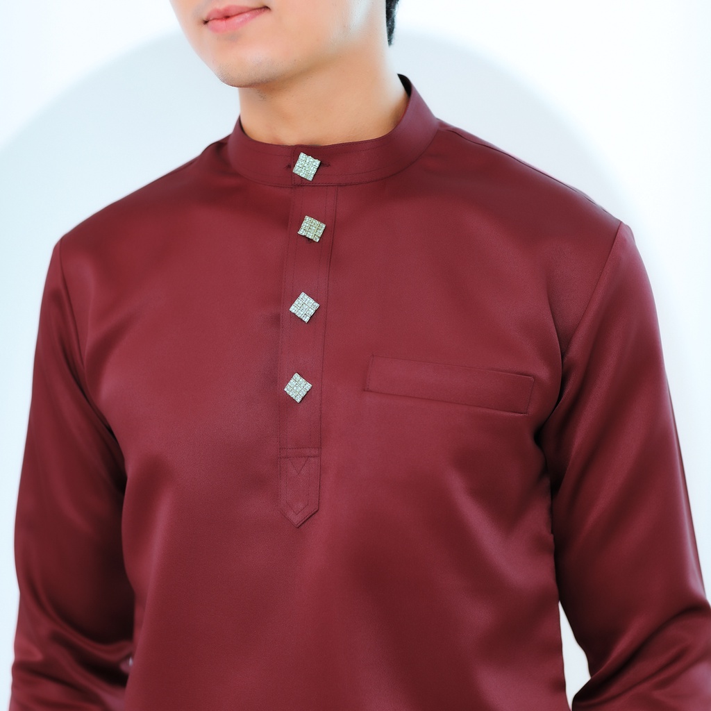 Baju Melayu Slim Fit (MAROON) | Shopee Malaysia