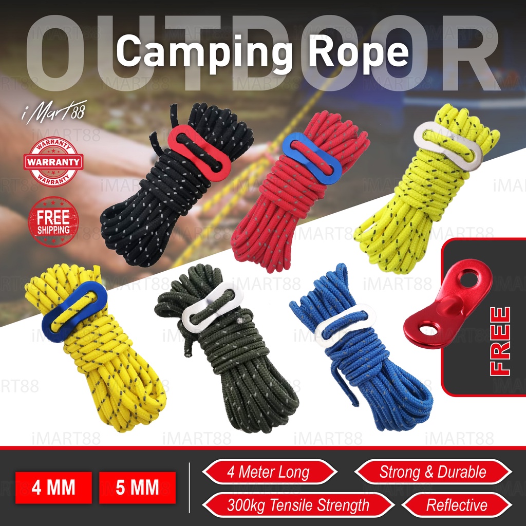 TenXion Outdoor 4mm 5mm Reflective Camping Rope Tali Khemah Nylon Anti ...