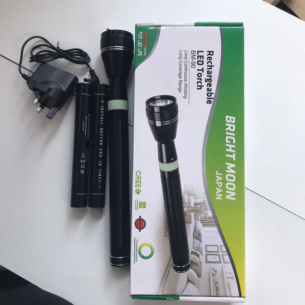 Bright Moon Japan BM90 Rechargeable Flashlight Super Bright Torchlight