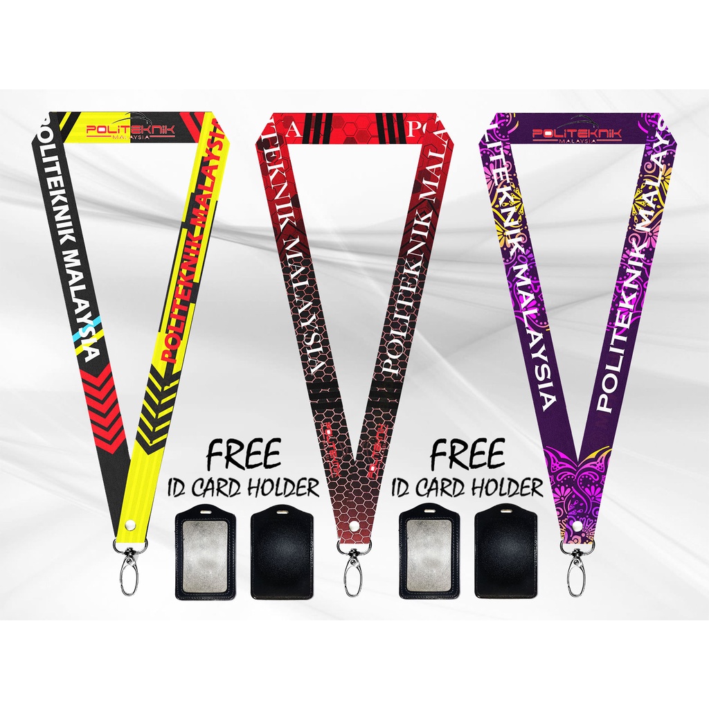 READY STOCK!!!LANYARD POLITEKNIK MALAYSIA FREE ID CARD HOLDER 3 DESIGN ...